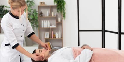 Facial treatment in a spa setting with a client